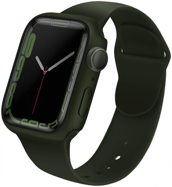 Чехол со стеклом Uniq Legion +9H Curved glass для Apple Watch 7 45 мм Green