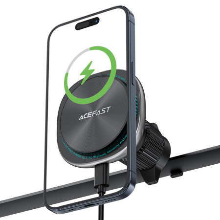 Магнитный держатель с беспроводной зарядкой ACEFAST D41 Fast Wireless Charger Magnetic Car Holder Silver
