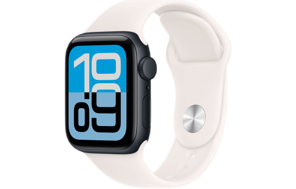Часы Apple Watch SE 3 (2025) 40mm Midnight Aluminum Case with Starlight Sport Band (GPS) (размер M/L)