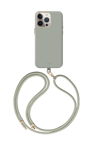 Защитный чехол Uniq Coehl Creme MagSafe для iPhone 15 Pro с ремешком Soft Sage