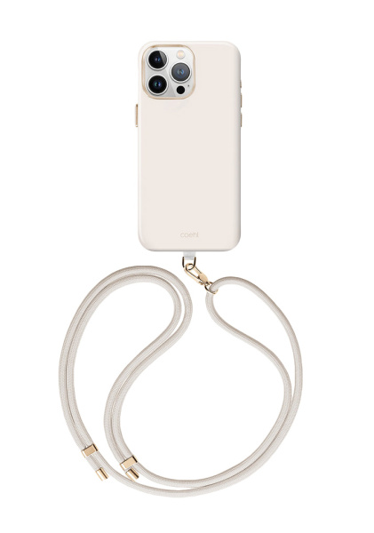 Защитный чехол Uniq Coehl Creme MagSafe для iPhone 15 Pro Max с ремешком Ivory