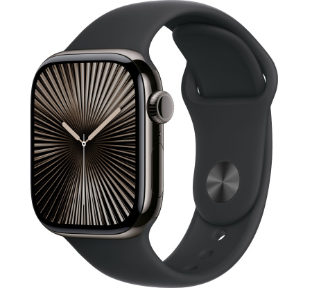 Apple Watch Series 10 42mm Slate Titanium Case with Black Sport Band (GPS + LTE) (размер M/L)