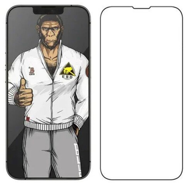 Защитное стекло Blueo 2.5D Silk Full Cover Narrow Anti-Static 0.33mm для iPhone 13 / 13 Pro / 14 / 16e Black