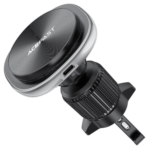 Магнитный держатель с беспроводной зарядкой ACEFAST D41 Fast Wireless Charger Magnetic Car Holder Silver