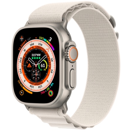 Apple Watch Ultra 49mm Titanium Case with Starlight Alpine Loop Band - Medium (GPS + Cellular)