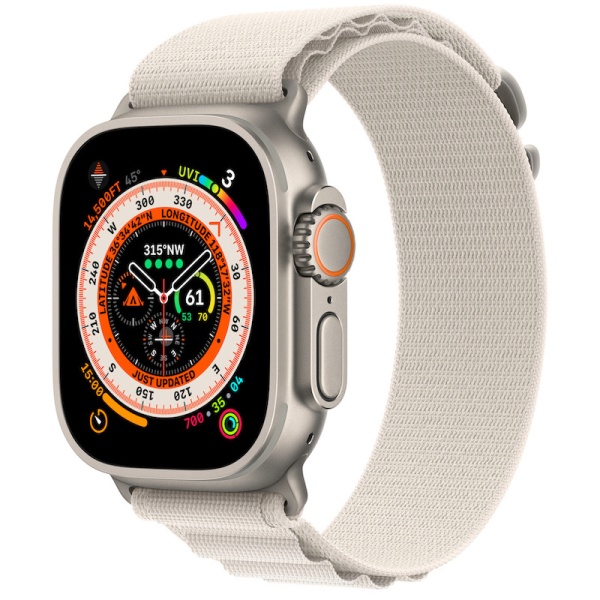 Apple Watch Ultra 49mm Titanium Case with Starlight Alpine Loop Band - Small (GPS + Cellular)