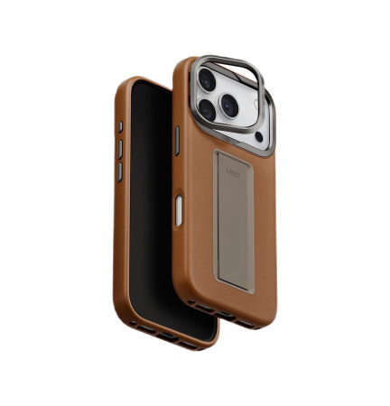 Защитный чехол Uniq для iPhone 17 Pro Uniq Heldro PRO Leatherette MagSafe + FlexGrip Caramel