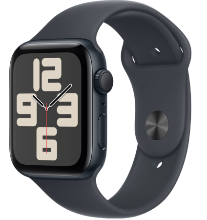 Часы Apple Watch SE (2024) 44mm Midnight Aluminum Case with Midnight Sport Band (GPS) (размер S/M)