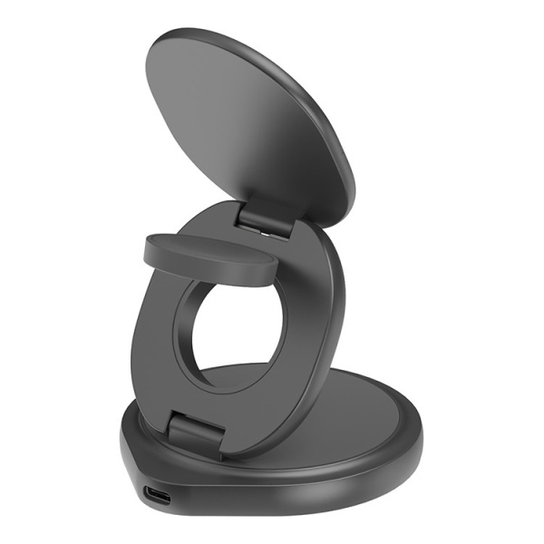Беспроводное зарядное устройство EnergEA Bazic GoMag GYRE 3-in-1 magnetic foldable 360 rotating 15W Gunmetal