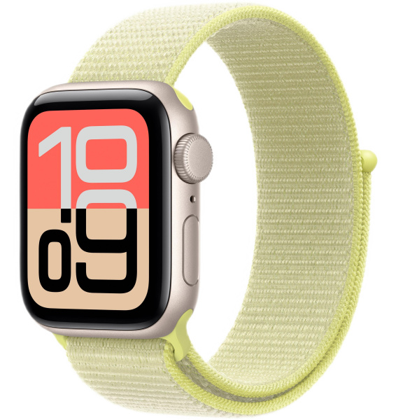 Часы Apple Watch SE 3 (2025) 40mm Starlight Aluminum Case with Neon Yellow Sport Loop (GPS)