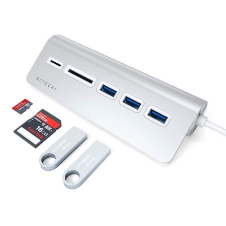 USB-концентратор Satechi Type-C Aluminum USB 3.0 Hub & Micro/SD Card Reader Silver