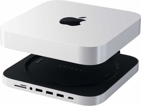 USB док станция с подставкой Satechi Mac Mini Stand & Hub для Mac Mini.