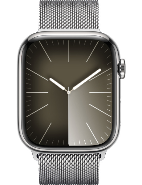 Часы Apple Watch Series 9 45mm Silver Stainless Steel Case with Silver Milanese Loop (GPS + LTE)
