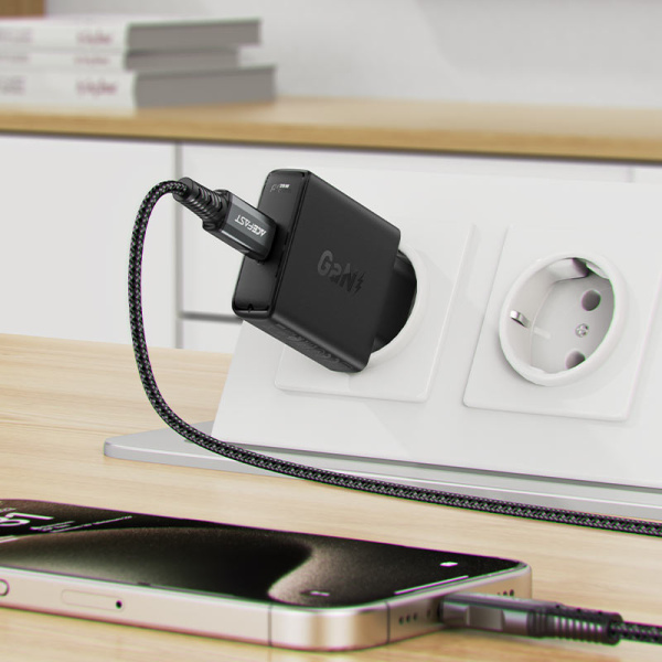 Сетевое зарядное устройство ACEFAST A65 PD20W GaN USB-C Charger Black