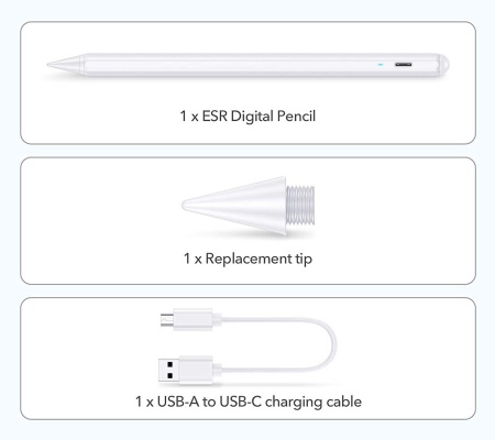 Стилус ESR Digital Stylus Pencil Magnetic для iPad White