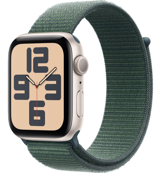 Часы Apple Watch SE (2024) 44mm Starlight Aluminum Case with Lake Green Sport Loop (GPS)