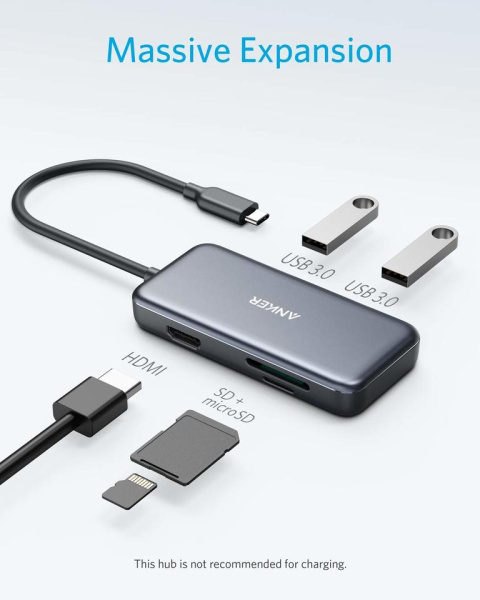 Адаптер Anker Premium 5-in-1 USB-C Hub Black