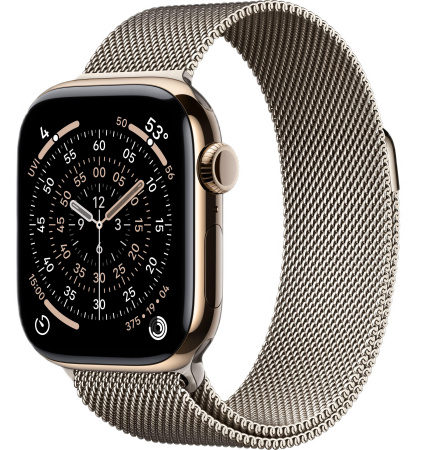 Часы Apple Watch Series 11 46mm Gold Titanium Case with Natural Milanese Loop (GPS + LTE)