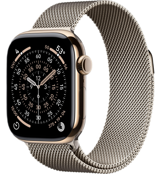 Часы Apple Watch Series 11 46mm Gold Titanium Case with Natural Milanese Loop (GPS + LTE)