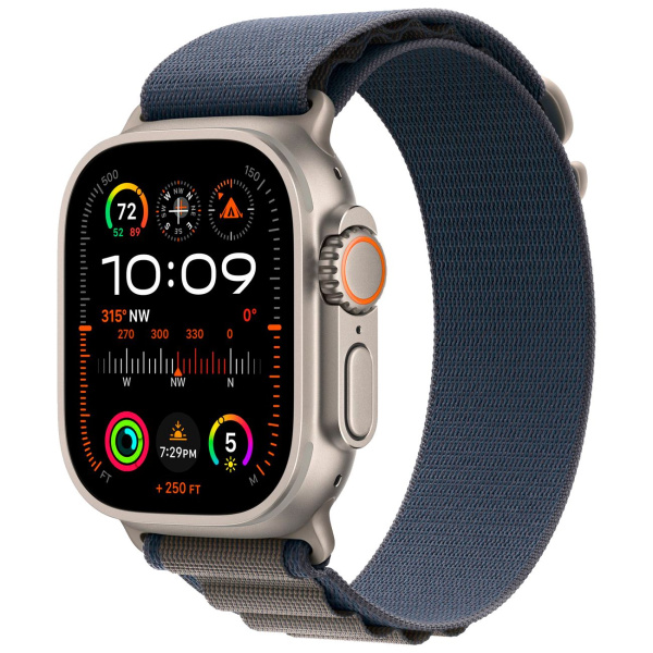 Apple Watch Ultra 2 49mm Titanium Case with Blue Alpine Loop Band - Large (GPS + Cellular)