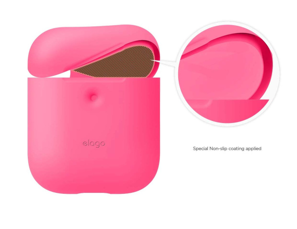 Чехол Elago для AirPods с беспроводной зарядкой Silicone Сase Neon Hot Pink