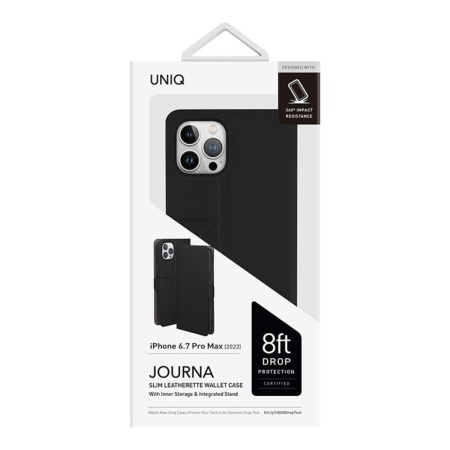 Чехол-книжка для iPhone 14 Pro Max Uniq Journa Heritage Black