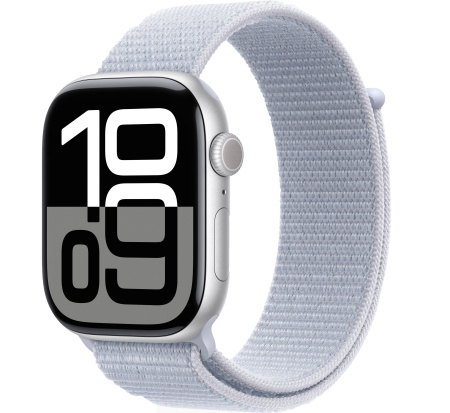 Apple Watch Series 10 46mm Silver Aluminum Case with Blue Cloud Sport Loop (GPS)