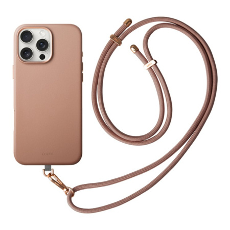 Защитный чехол Uniq Coehl Muse Leatherette MagSafe для iPhone 16 Pro с ремешком Dusty Nude