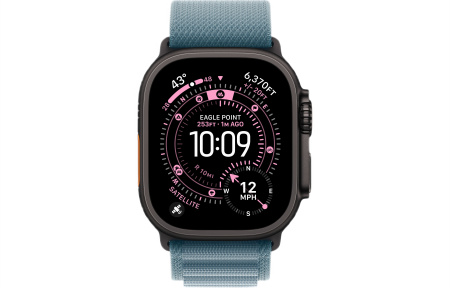 Apple Watch Ultra 3 (2025) 49mm Black Titanium Case with Light Blue Alpine Loop - Medium (GPS + Cellular)
