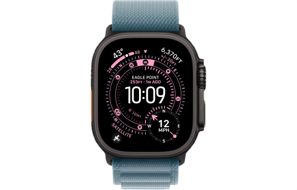 Apple Watch Ultra 3 (2025) 49mm Black Titanium Case with Light Blue Alpine Loop - Small (GPS + Cellular)