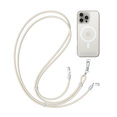 Зарядный кабель - ремень через плечо Satechi OntheGo Crossbody Lanyard Cable 60W 1.5m Песочный