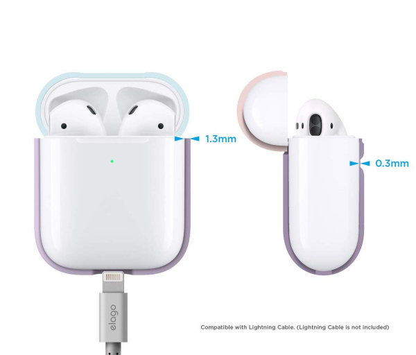 Чехол Elago для AirPods с беспроводной зарядкой Silicone DUO Lavender с крышками Pink и Pastel Blue