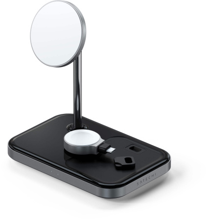 Беспроводное зарядное устройство-подставка Satechi Magnetic 3-in-1 Wireless Charging Stand серый космос ST-WMCS3M Беспроводное зарядное устройство-подставка Satechi Magnetic 3-in-1 Wireless Charging Stand серый космос ST-WMCS3M
