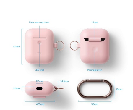 Чехол Elago для AirPods с беспроводной зарядкой Hang Case Pink