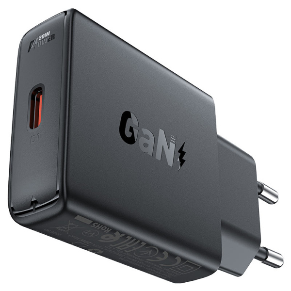 Сетевое зарядное устройство ACEFAST A65 PD20W GaN USB-C Charger Black
