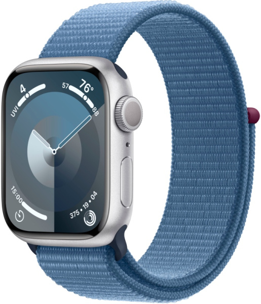 Apple Watch Series 9 41mm Silver Aluminum Case with Winter Blue Loop Band (GPS)