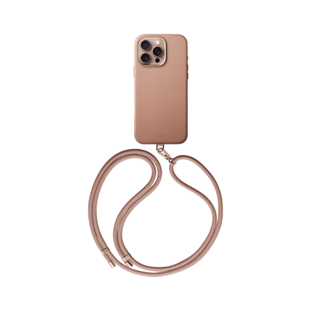 Защитный чехол Uniq Coehl Muse Leatherette MagSafe для iPhone 16 Pro с ремешком Dusty Nude