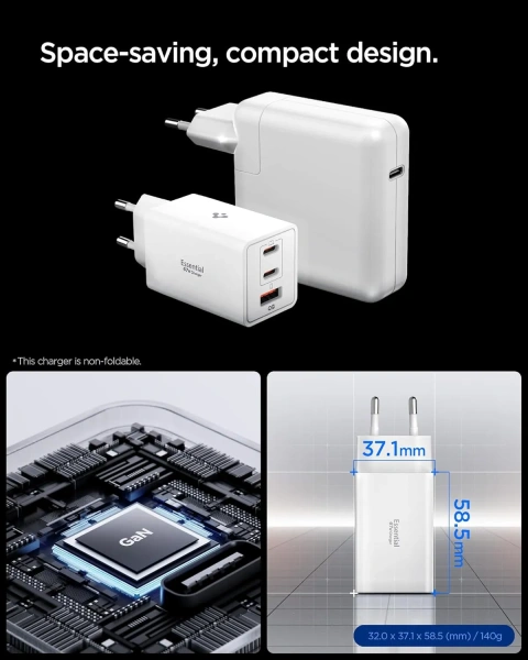 Блок питания Spigen EE673EU Essential 3-PORT CHARGER 67W White