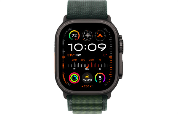 Часы Apple Watch Ultra 2 (2024) 49mm Black Titanium Case with Dark Green Alpine Loop Band - Large (GPS + Cellular)