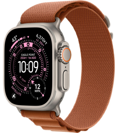 Apple Watch Ultra 3 (2025) 49mm Natural Titanium Case with Terra Cotta Alpine Loop - Large (GPS + Cellular)