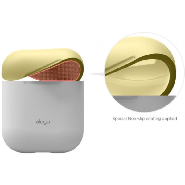 Чехол Elago для AirPods Silicone DUO White с крышками Pink/Yellow