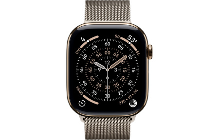 Часы Apple Watch Series 11 46mm Gold Titanium Case with Natural Milanese Loop (GPS + LTE)