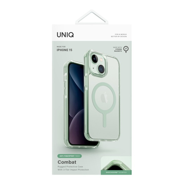 Защитный чехол Uniq Combat AF MagSafe для iPhone 15 Cool Mint