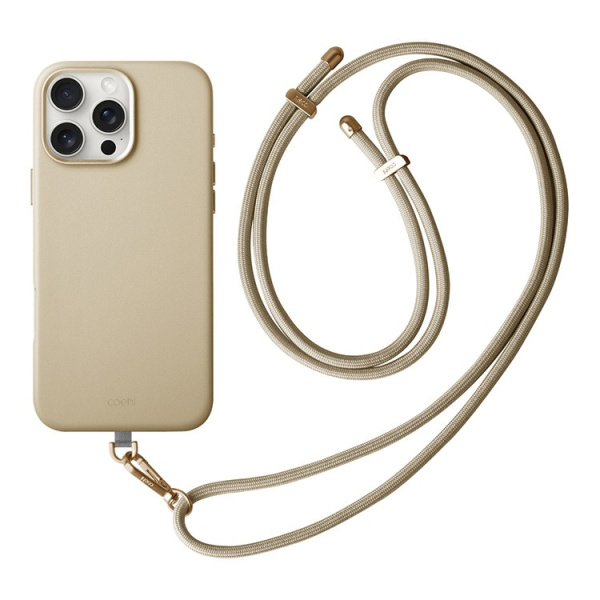 Защитный чехол Uniq Coehl Muse Leatherette MagSafe для iPhone 16 Pro Max с ремешком Cream