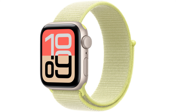 Часы Apple Watch SE 3 (2025) 44mm Starlight Aluminum Case with Neon Yellow Sport Loop (GPS)