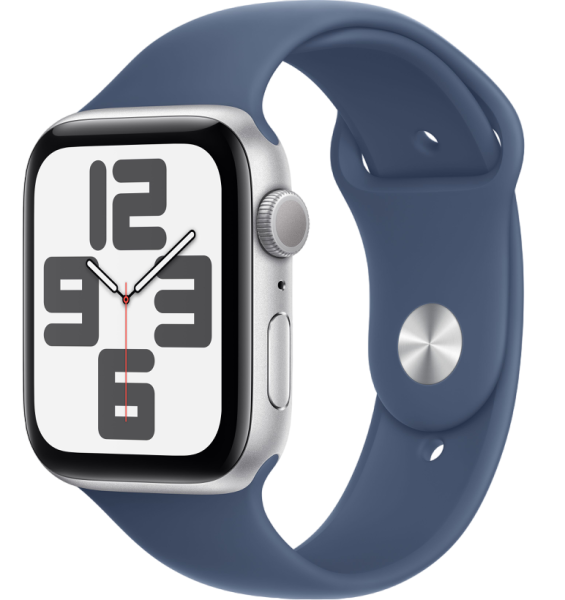 Часы Apple Watch SE (2024) 44mm Silver Aluminium Case with Denim Sport Band (GPS) (размер M/L)