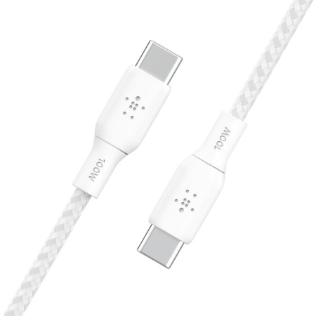 Кабель Belkin BoostCharge 100W USB-C to USB-C 2.0 Braided Cable 3m White