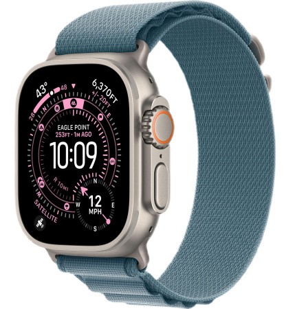 Apple Watch Ultra 3 (2025) 49mm Natural Titanium Case with Light Blue Alpine Loop - Small (GPS + Cellular)