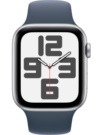 Часы Apple Watch SE (2023) 44mm Silver Aluminium Case with Storm Blue Sport Band (GPS) (размер M/L)