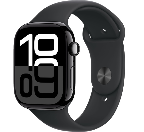Часы Apple Watch Series 10 46mm Jet Black Aluminum Case with Black Sport Band (GPS) (размер S/M)